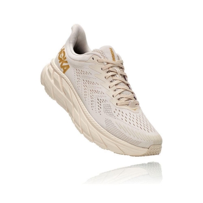 Beige Hoka Clifton 7 Men's Road Running Shoes | USA47MTYU