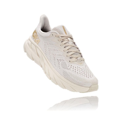 Beige Hoka Clifton 7 Women's Road Running Shoes | USA02ZOGM