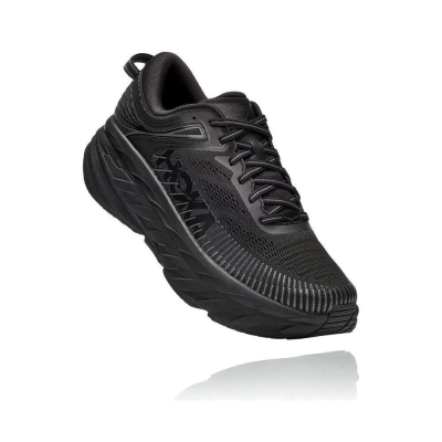 Black Hoka Bondi 7 Men's Road Running Shoes | USA73CMVE