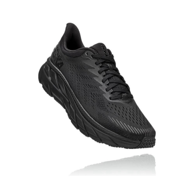 Black Hoka Clifton 7 Men's Road Running Shoes | USA49JNDG