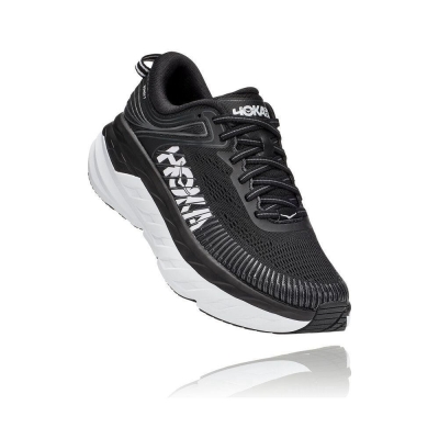 Black / White Hoka Bondi 7 Women's Road Running Shoes | USA76SKTB