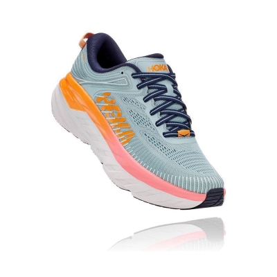 Blue / Orange Hoka Bondi 7 Women's Road Running Shoes | USA03ZLEJ