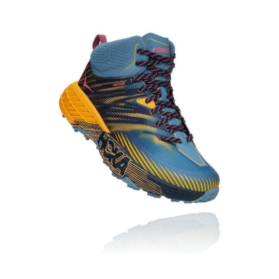 Blue / Yellow Hoka Speedgoat Mid 2 GTX Women's Hiking Boots | USA23SAGR