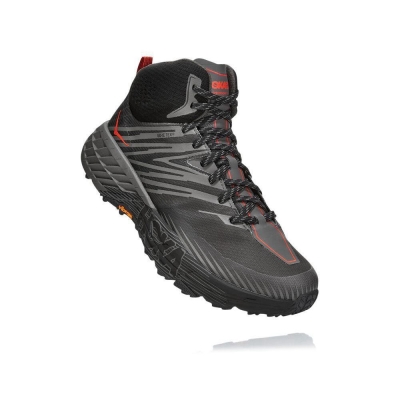 Grey / Black Hoka Speedgoat Mid 2 GTX Men's Trail Running Shoes | USA32UEIG