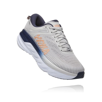 Grey Hoka Bondi 7 Women's Road Running Shoes | USA61EOYR