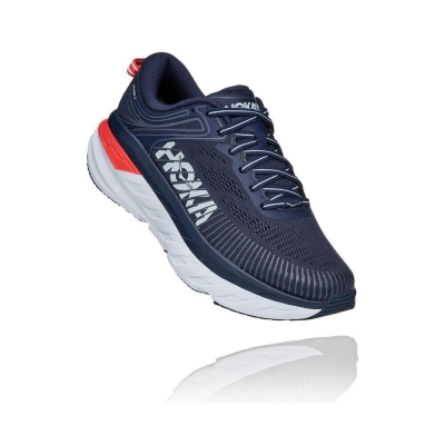 Navy Hoka Bondi 7 Women's Running Shoes | USA84SBHM