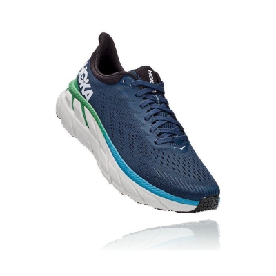 Navy Hoka Clifton 7 Men's Road Running Shoes | USA28AHNQ