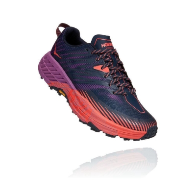 Navy / Red / Purple Hoka Speedgoat 4 Women's Trail Running Shoes | USA10AGVO