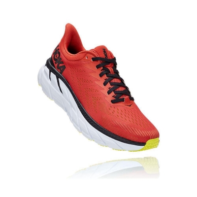 Red / Black Hoka Clifton 7 Men's Running Shoes | USA80PQBX