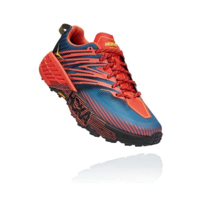 Red / Blue Hoka Speedgoat 4 Men's Hiking Shoes | USA63QLKH