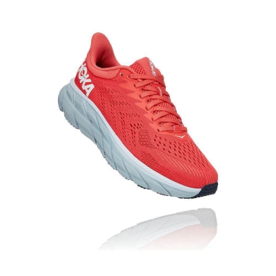 Red Hoka Clifton 7 Women's Road Running Shoes | USA69JKZC