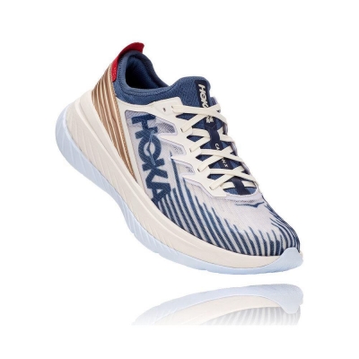 White / Blue / Gold Hoka Carbon X-SPE Men's Road Running Shoes | USA73LGHQ