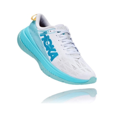 White / Blue Hoka Carbon X Women's Sneakers | USA60HFYL