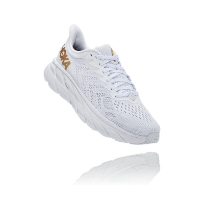 White / Gold Hoka Clifton 7 Men's Running Shoes | USA18USZN