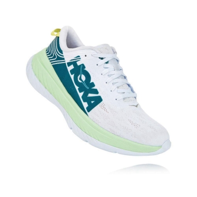 White / Green Hoka Carbon X Men's Road Running Shoes | USA21JXNK