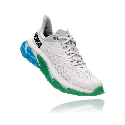 White / Green Hoka Clifton Edge Men's Road Running Shoes | USA26UMON