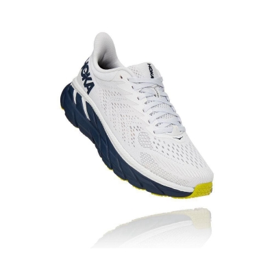 White / Navy Hoka Clifton 7 Women's Road Running Shoes | USA23OVDY