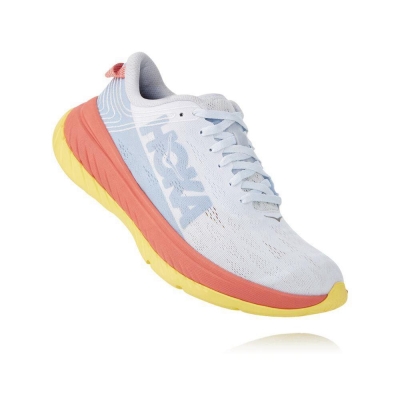 White / Pink Hoka Carbon X Women's Sneakers | USA63NLYG