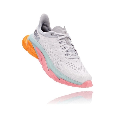 White / Pink Hoka Clifton Edge Women's Road Running Shoes | USA53LIZC