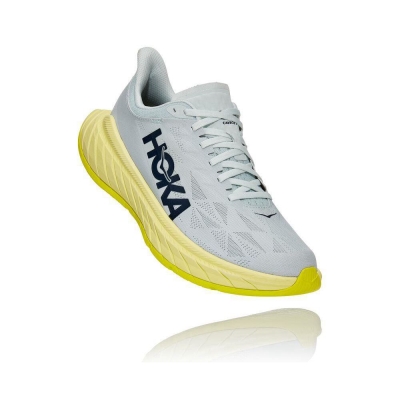 White / Yellow Hoka Carbon X 2 Men's Road Running Shoes | USA48TLVW