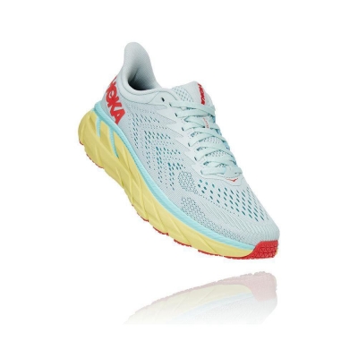 White / Yellow Hoka Clifton 7 Women's Road Running Shoes | USA63CWTG