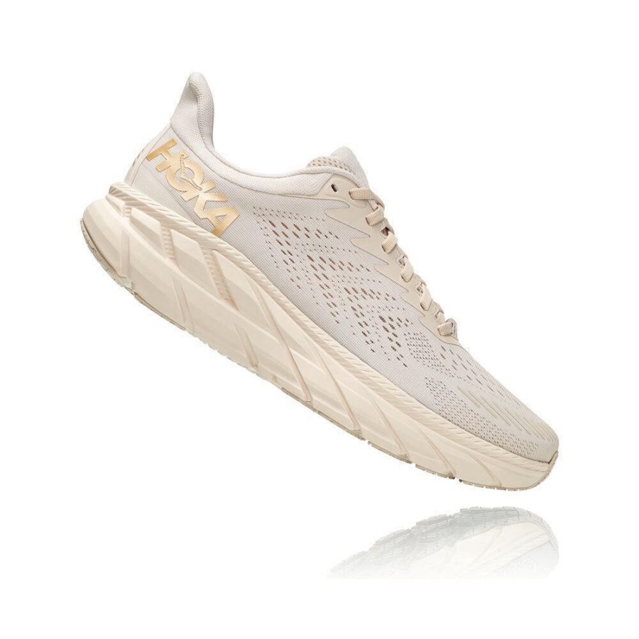 Beige Hoka Clifton 7 Men's Running Shoes | USA47TEZF