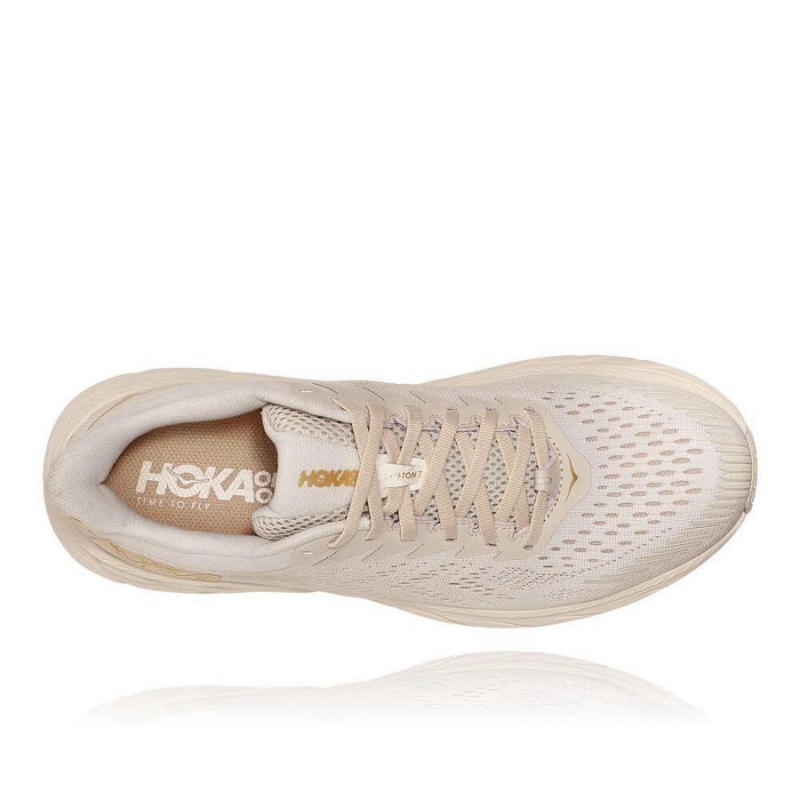 Beige Hoka Clifton 7 Men's Running Shoes | USA47TEZF