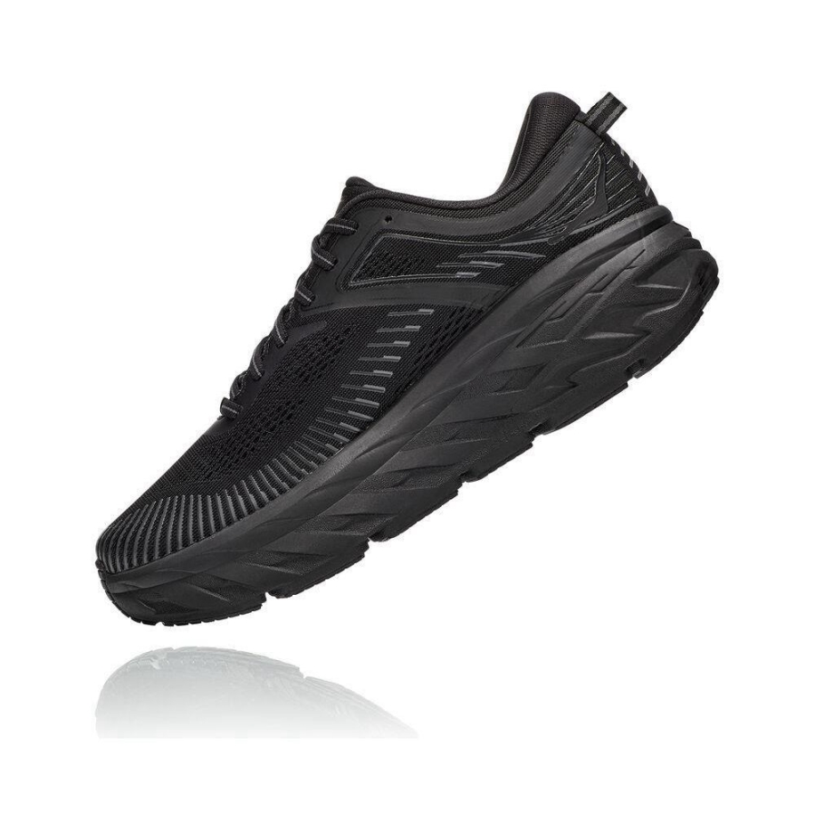 Black Hoka Bondi 7 Men's Walking Shoes | USA87SHKP