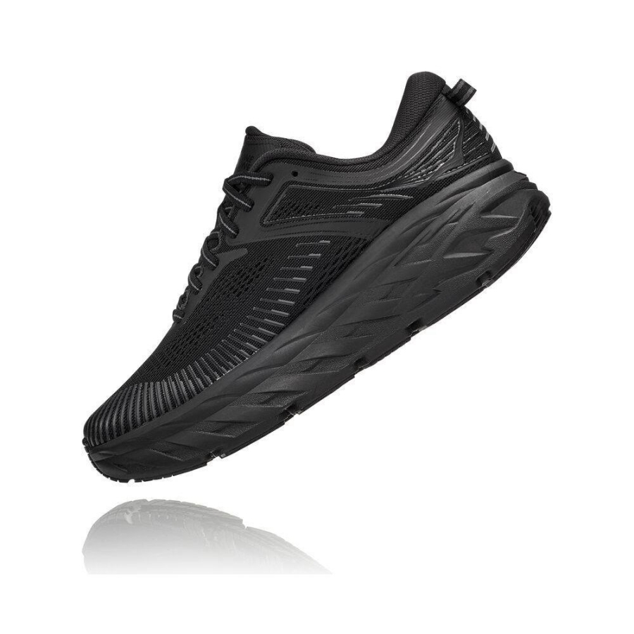 Black Hoka Bondi 7 Women's Road Running Shoes | USA57SDZO