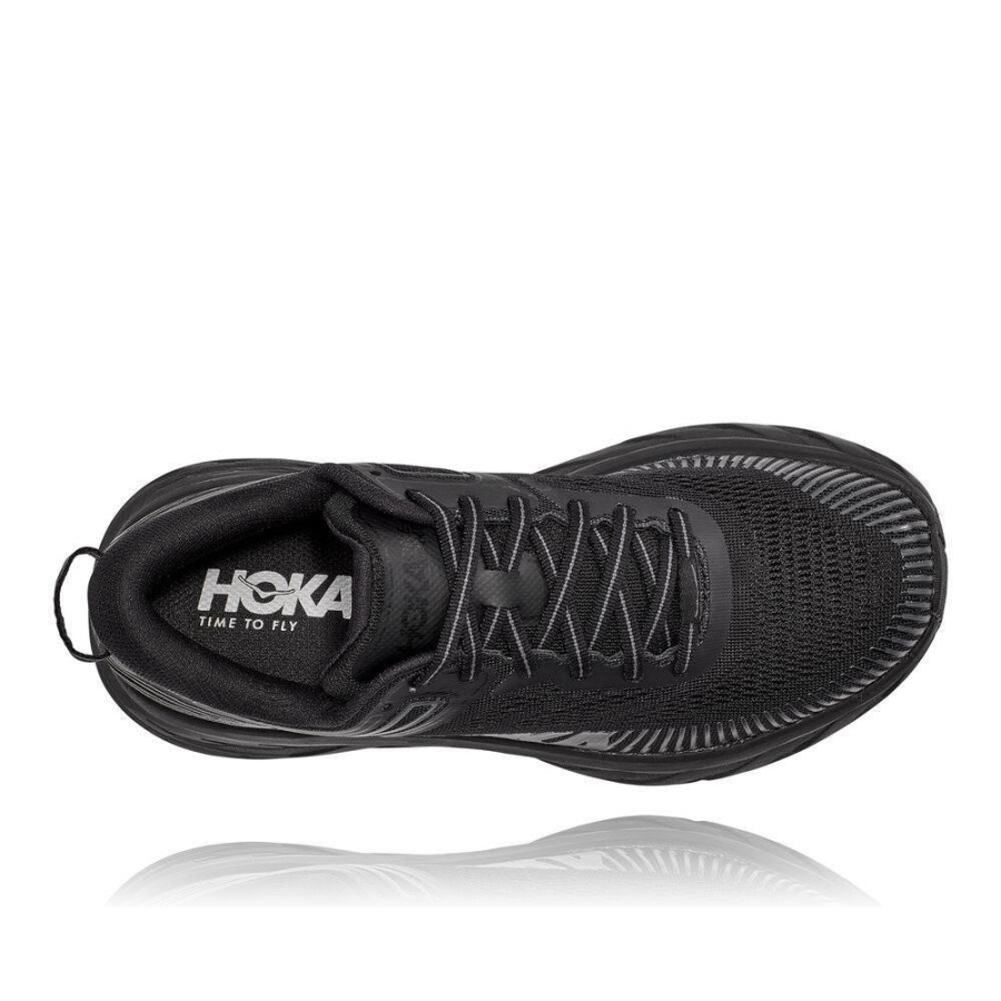 Black Hoka Bondi 7 Women's Road Running Shoes | USA57SDZO