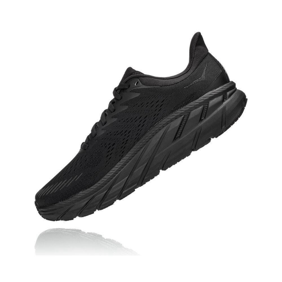 Black Hoka Clifton 7 Men's Running Shoes | USA80QHEP