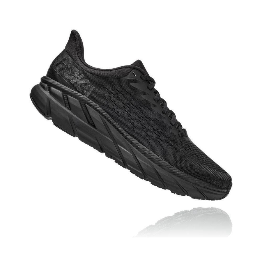 Black Hoka Clifton 7 Men's Sneakers | USA10ZTVO