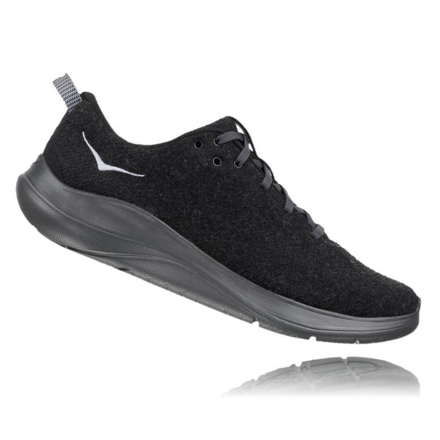 Black Hoka Hupana Flow Wool Men's Running Shoes | USA56URHB