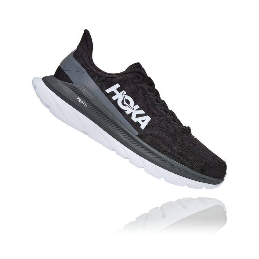 Black Hoka Mach 4 Men's Road Running Shoes | USA84KBHU