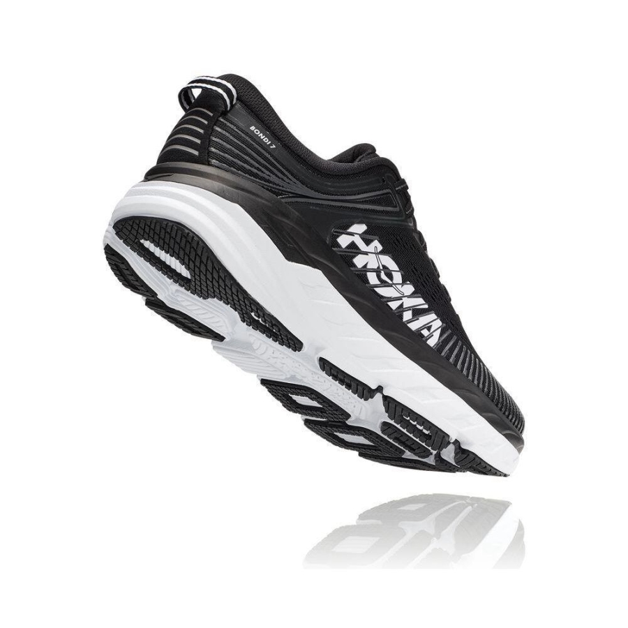 Black / White Hoka Bondi 7 Women's Road Running Shoes | USA76SKTB