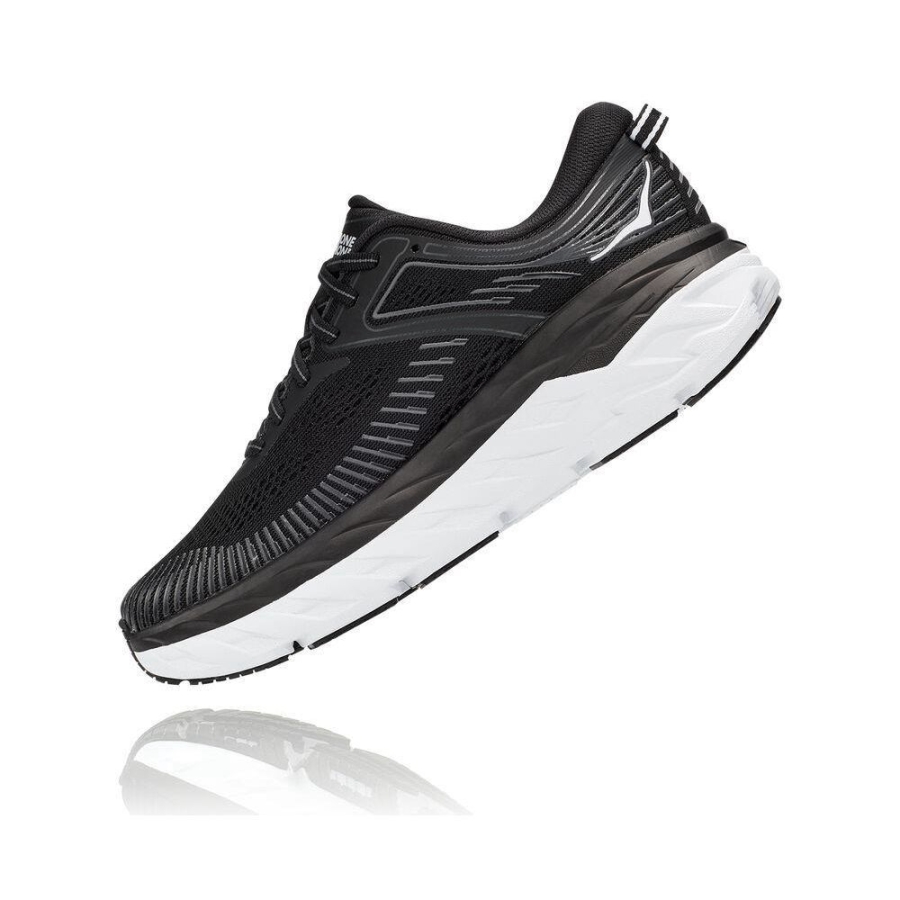 Black / White Hoka Bondi 7 Women's Road Running Shoes | USA76SKTB