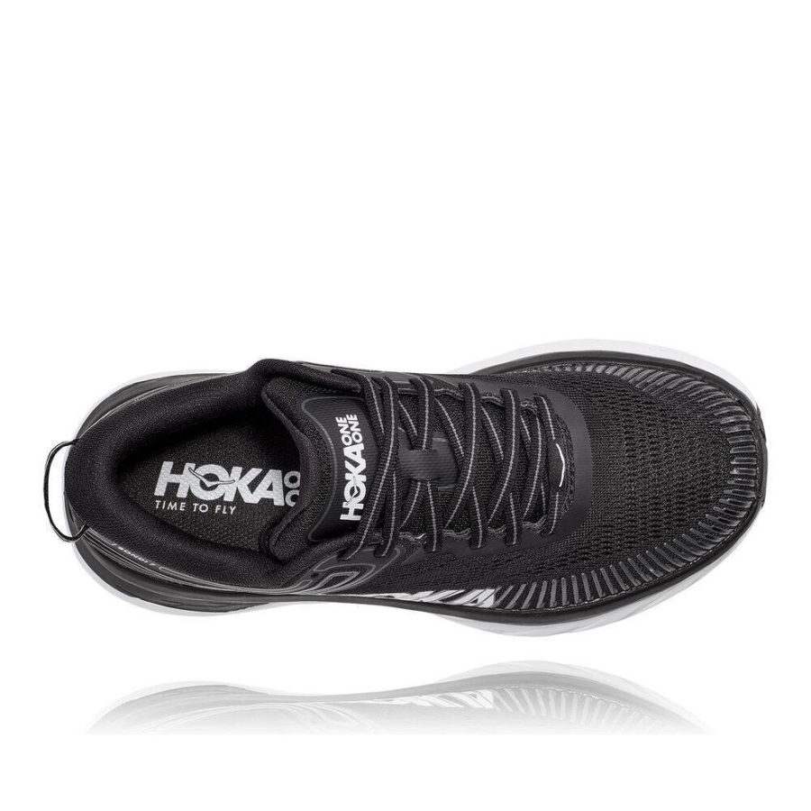 Black / White Hoka Bondi 7 Women's Road Running Shoes | USA76SKTB