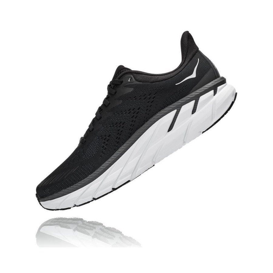 Black / White Hoka Clifton 7 Men's Road Running Shoes | USA80UDHK