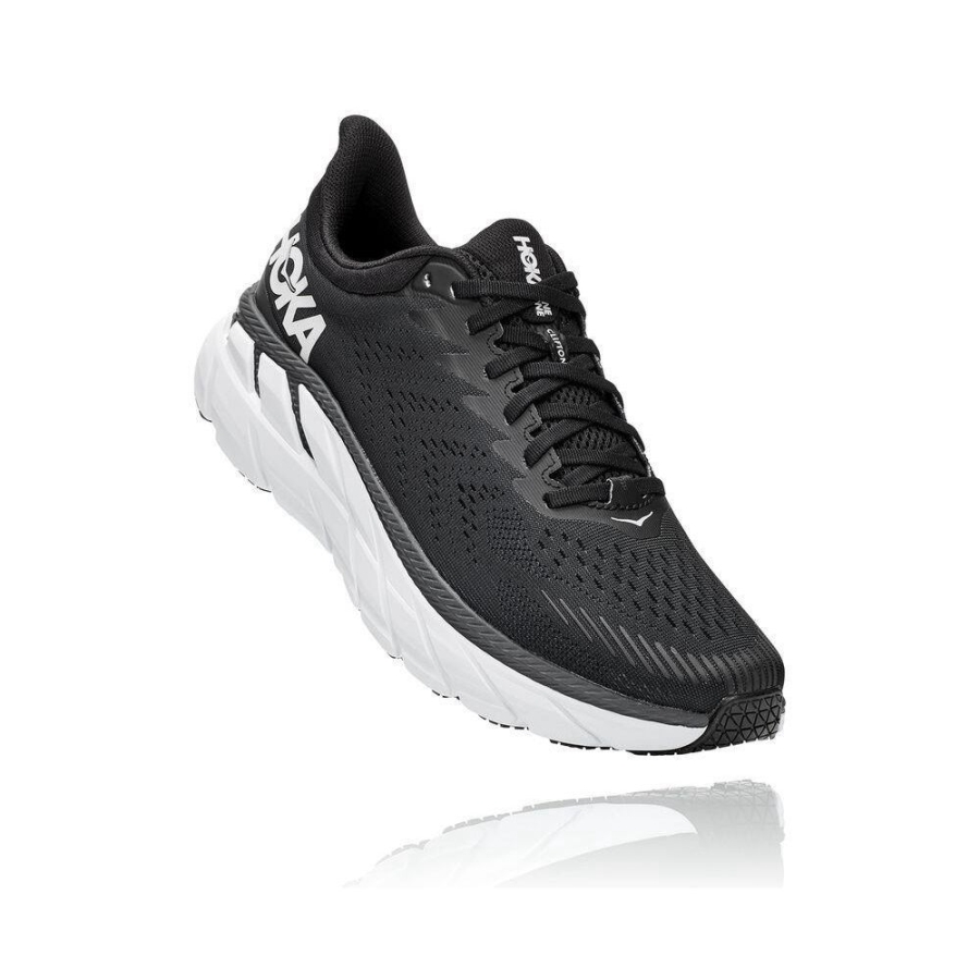 Black / White Hoka Clifton 7 Men\'s Running Shoes | USA50NQMX