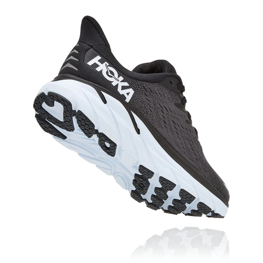 Black / White Hoka Clifton 8 Women's Road Running Shoes | USA04NFZV