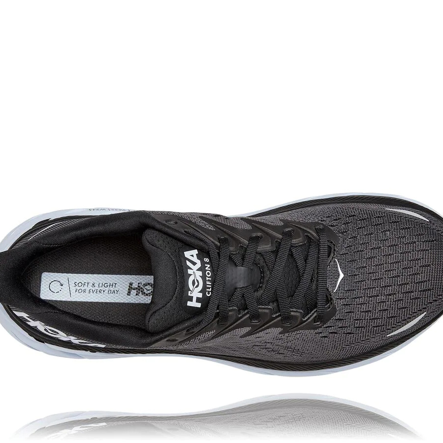 Black / White Hoka Clifton 8 Women's Road Running Shoes | USA04NFZV