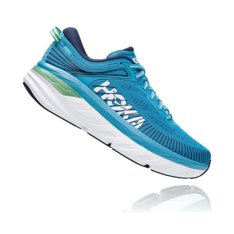 Blue Hoka Bondi 7 Men's Road Running Shoes | USA01LKYR