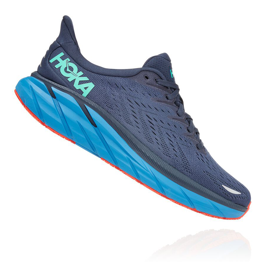 Blue Hoka Clifton 8 Men's Road Running Shoes | USA08PRAW