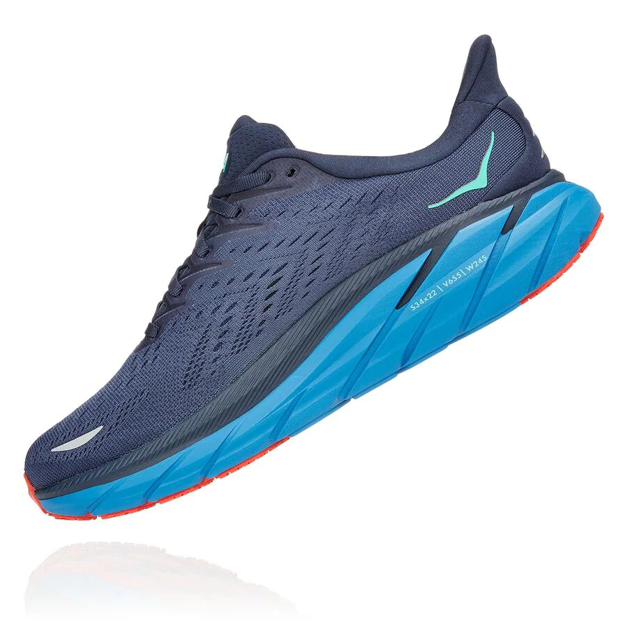 Blue Hoka Clifton 8 Men's Road Running Shoes | USA08PRAW