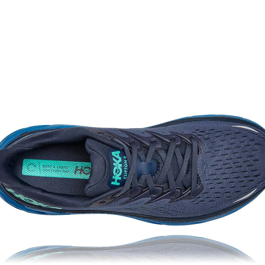 Blue Hoka Clifton 8 Men's Road Running Shoes | USA08PRAW