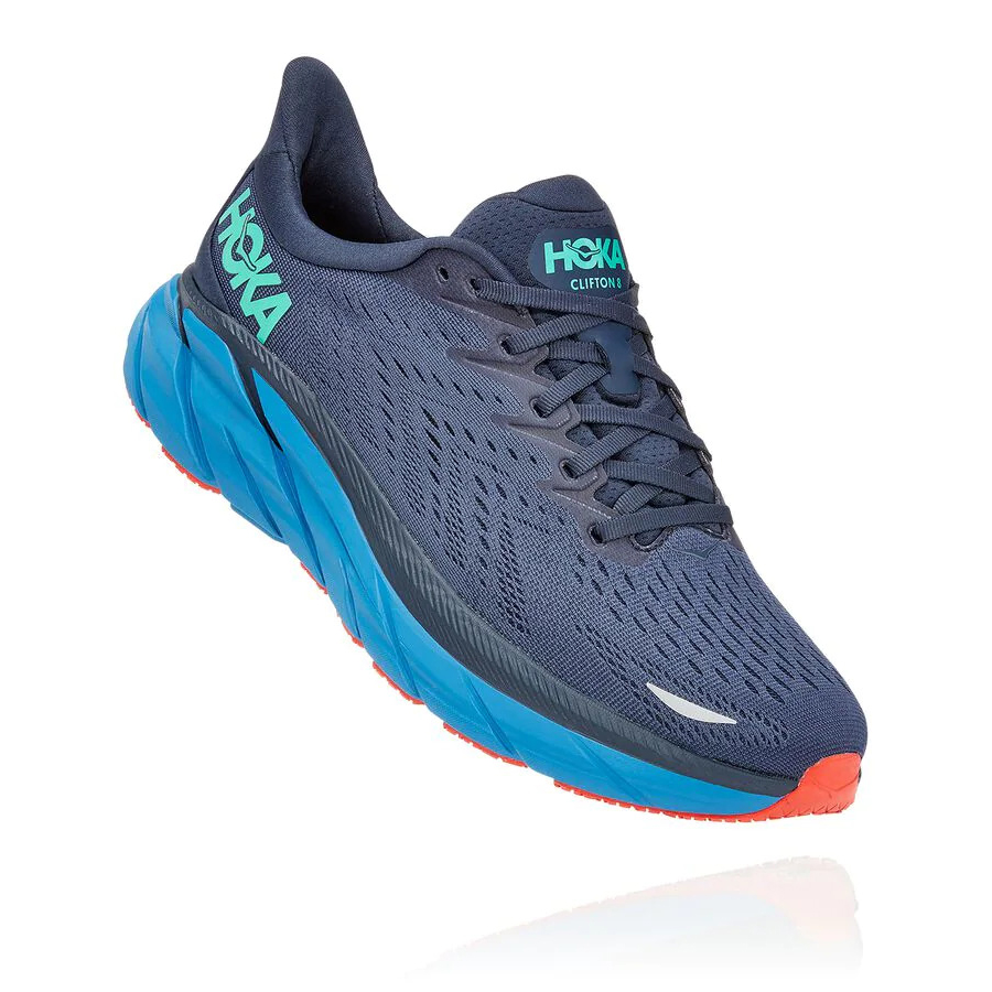 Blue Hoka Clifton 8 Men\'s Road Running Shoes | USA08PRAW