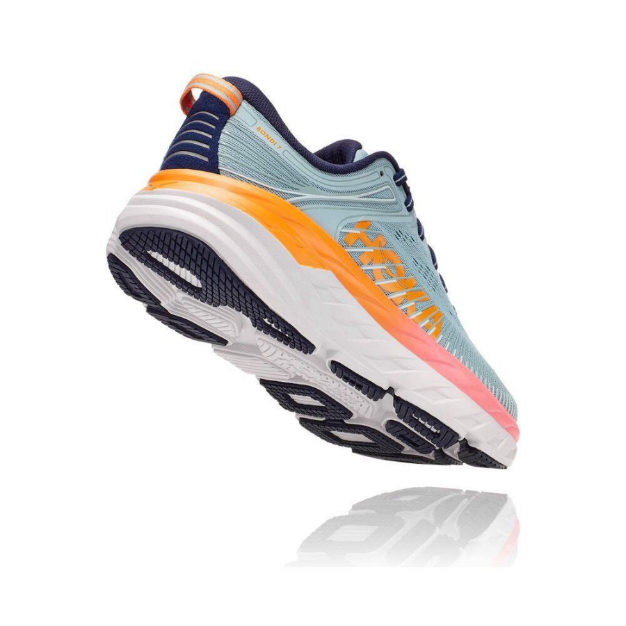 Blue / Orange Hoka Bondi 7 Women's Road Running Shoes | USA03ZLEJ