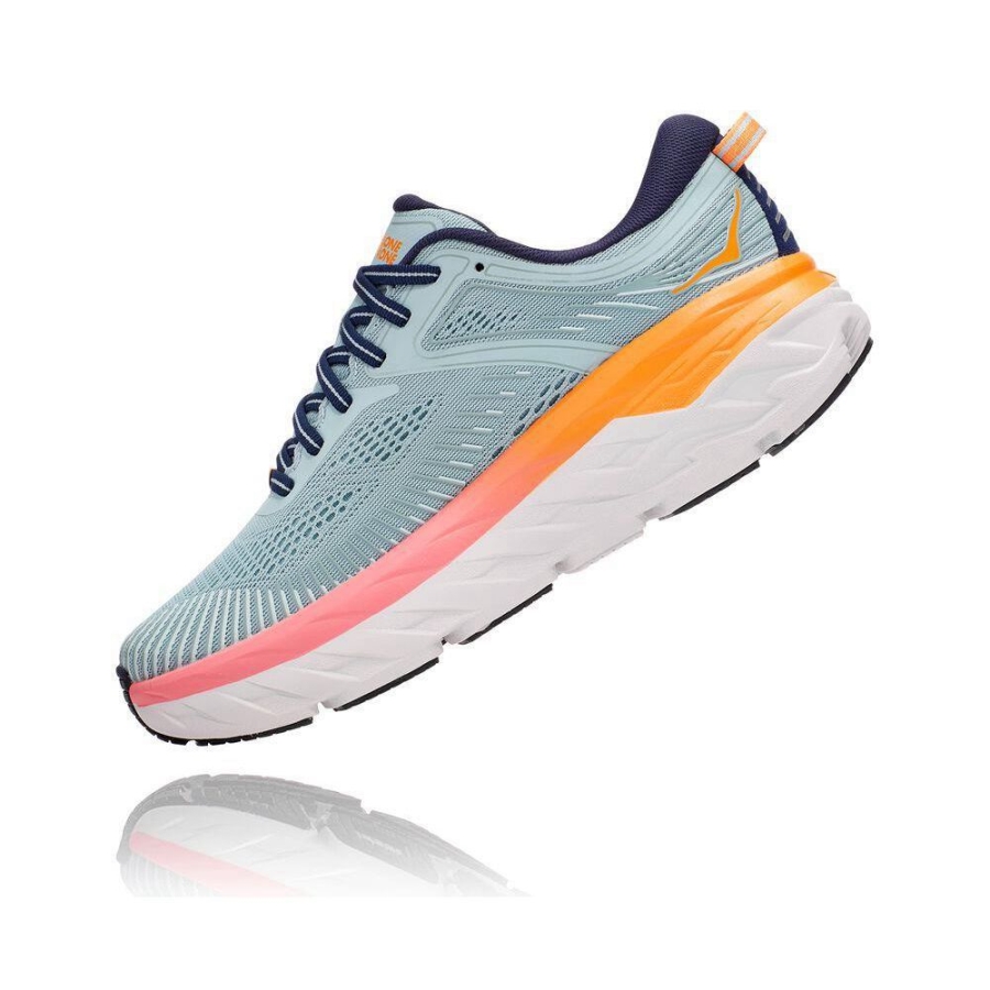 Blue / Orange Hoka Bondi 7 Women's Road Running Shoes | USA03ZLEJ