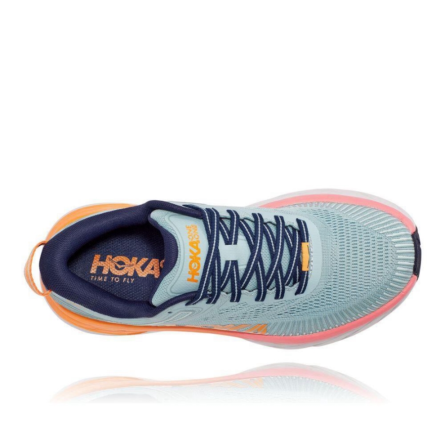 Blue / Orange Hoka Bondi 7 Women's Road Running Shoes | USA03ZLEJ