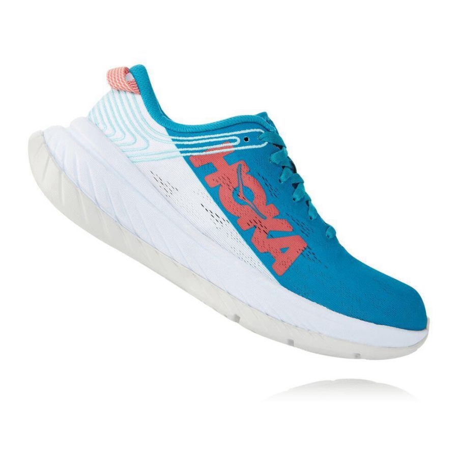 Blue / White Hoka Carbon X Women's Road Running Shoes | USA41WEBQ